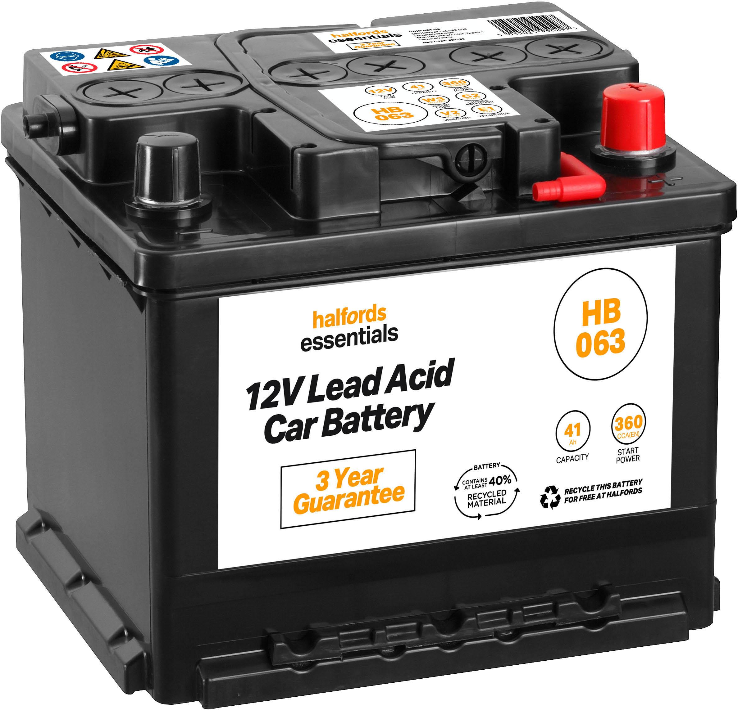 Halfords Hb063 Lead Acid 12V Car Battery 3 Year Guarantee