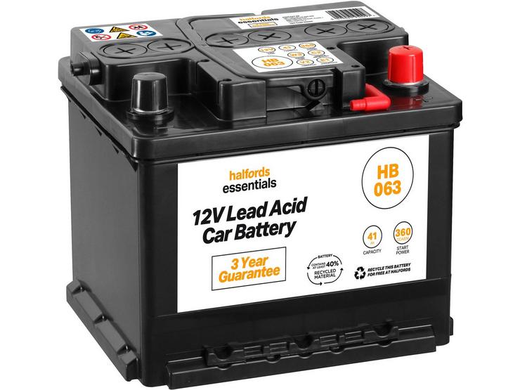 Halfords HB063 Lead Acid 12V Car Battery 3 Year Guarantee