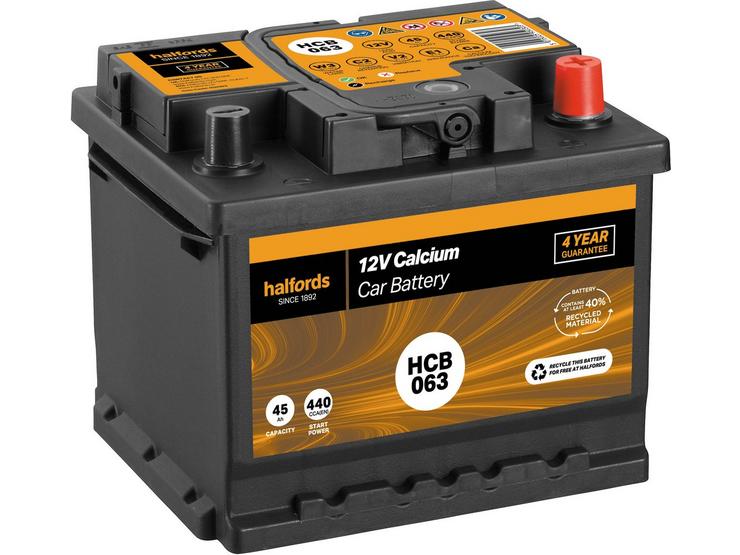 Halfords HCB063 Calcium 12V Car Battery 4 Year Guarantee