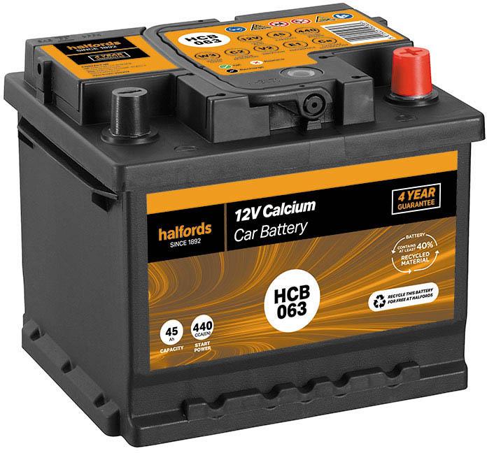 Halfords HCB063 Calcium 12V Car Battery 4 Year Guarantee