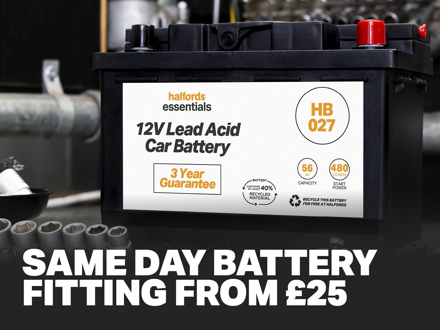 Halfords HB027 12V Car Battery 3 Year Guarantee