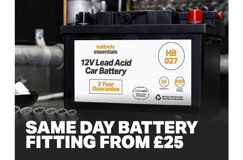 Halfords HB027 12V Car Battery 3 Year Guarantee Halfords HB027 12V Car Battery 3 Year Guarantee