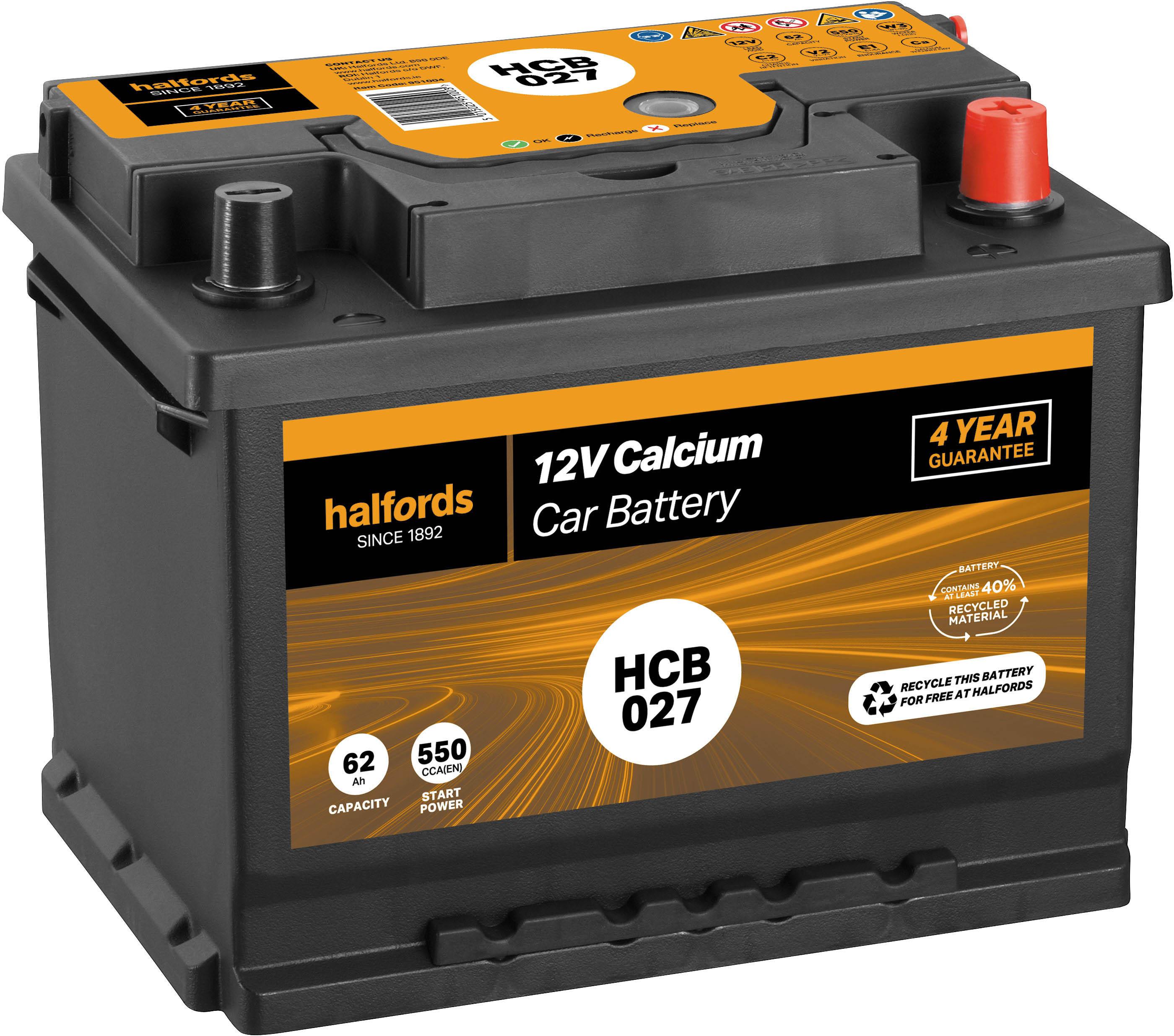 Halfords Hcb013 Calcium 12V Car Battery 4 Year Guarantee