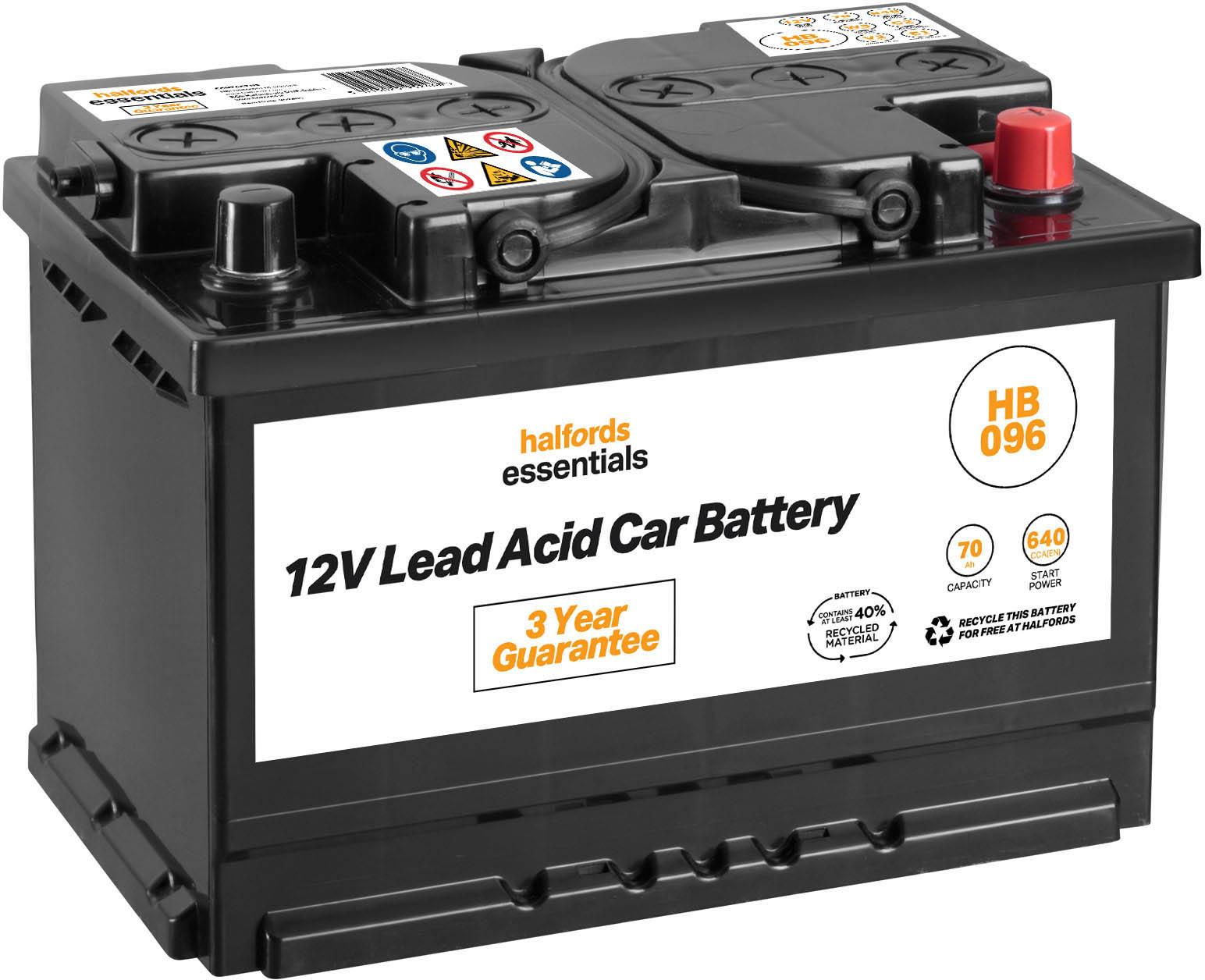 Halfords Hb096 Lead Acid 12V Car Battery 3 Year Guarantee