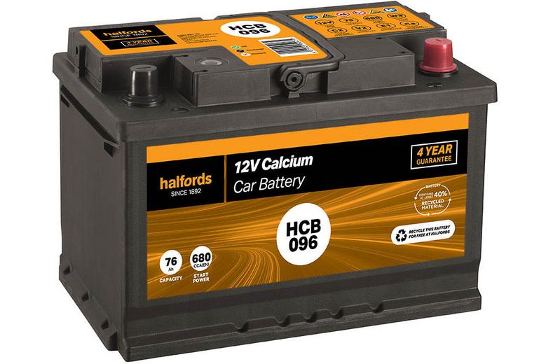 Halfords HCB096 Calcium 12V Car Battery 4 Year Guarantee Halfords HCB096 Calcium 12V Car Battery 4 Year Guarantee