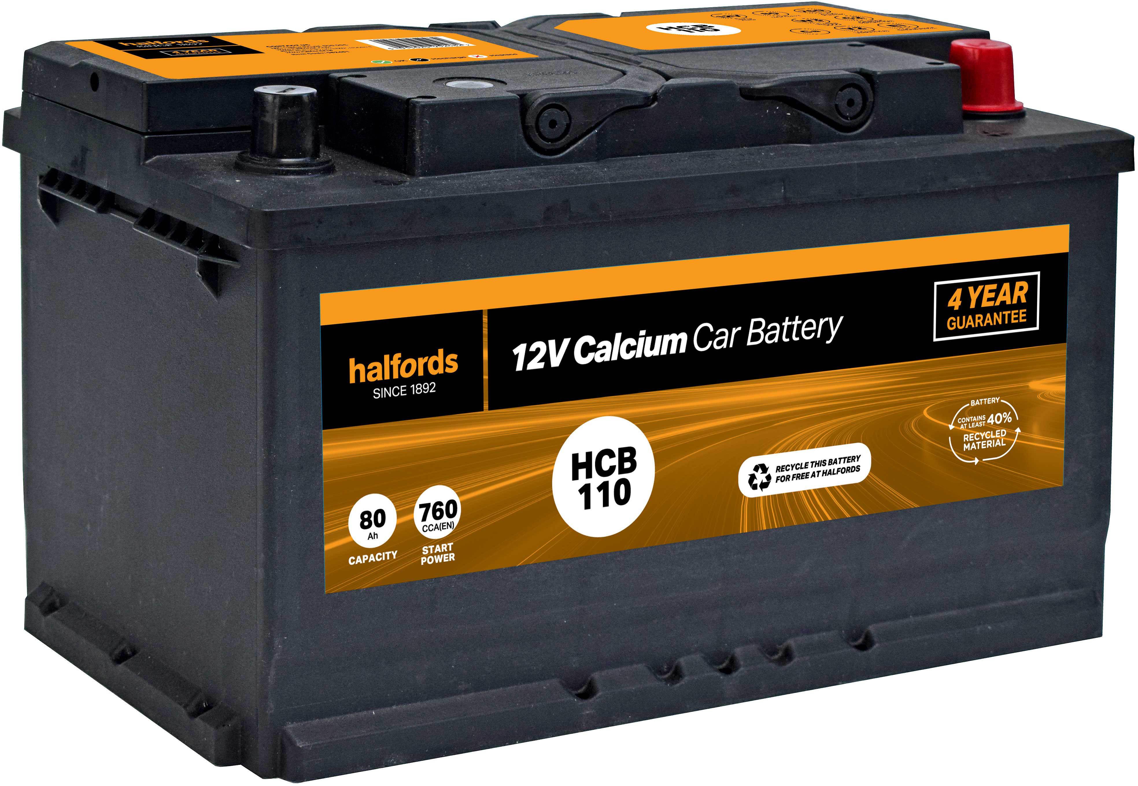 Halfords Hb110 Lead Acid 12V Car Battery 3 Year Guarantee