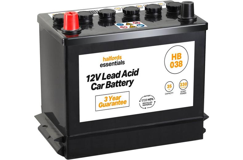 Halfords HB038 Lead Acid 12V Car Battery 3 Year Guarantee Halfords HB038 Lead Acid 12V Car Battery 3 Year Guarantee