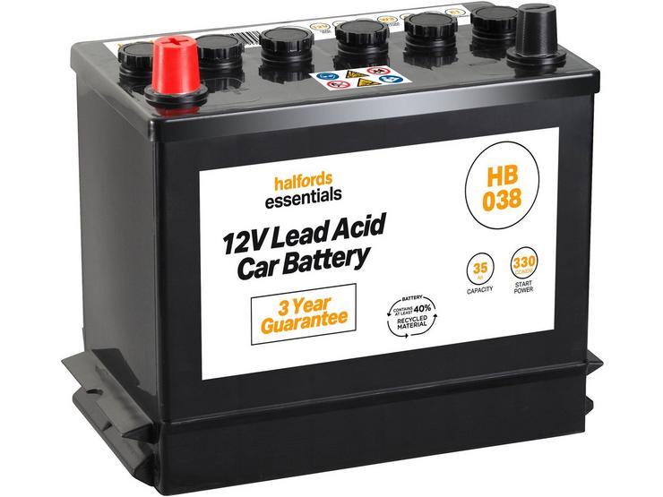 Halfords HB038 Lead Acid 12V Car Battery 3 Year Guarantee