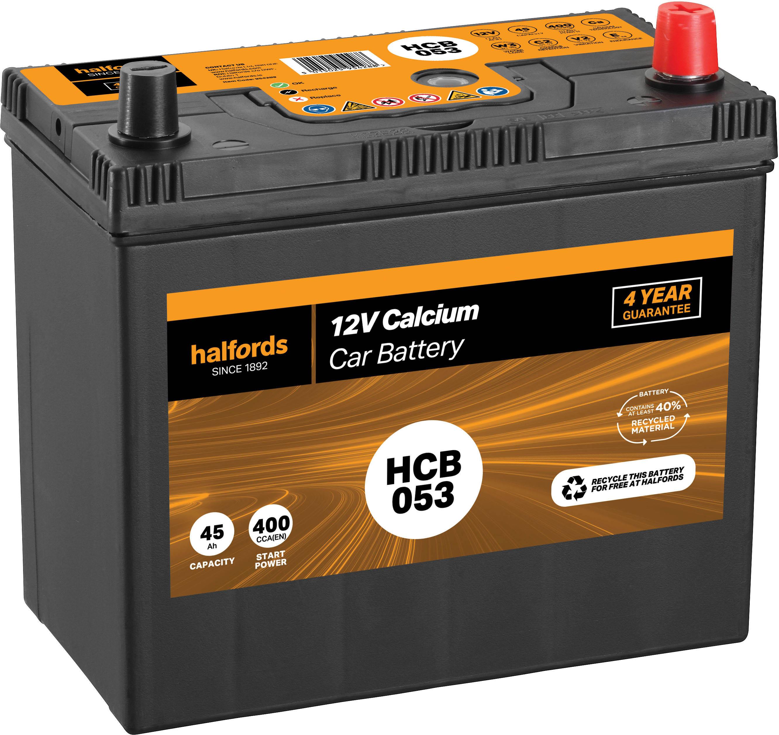 Halfords Hb053 Lead Acid 12V Car Battery 3 Year Guarantee