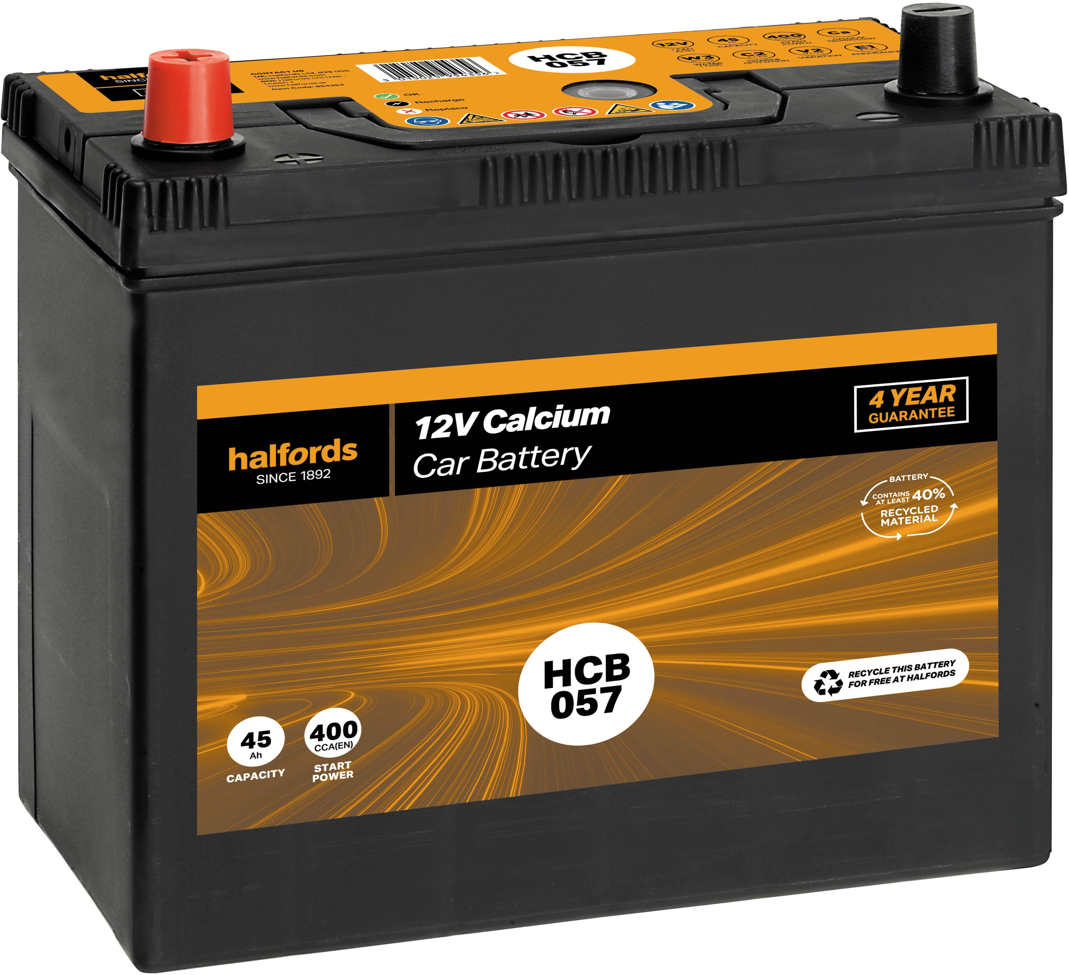 Halfords HB057/HCB057 Lead Acid 12V Car Battery 4 Year Guarantee ...