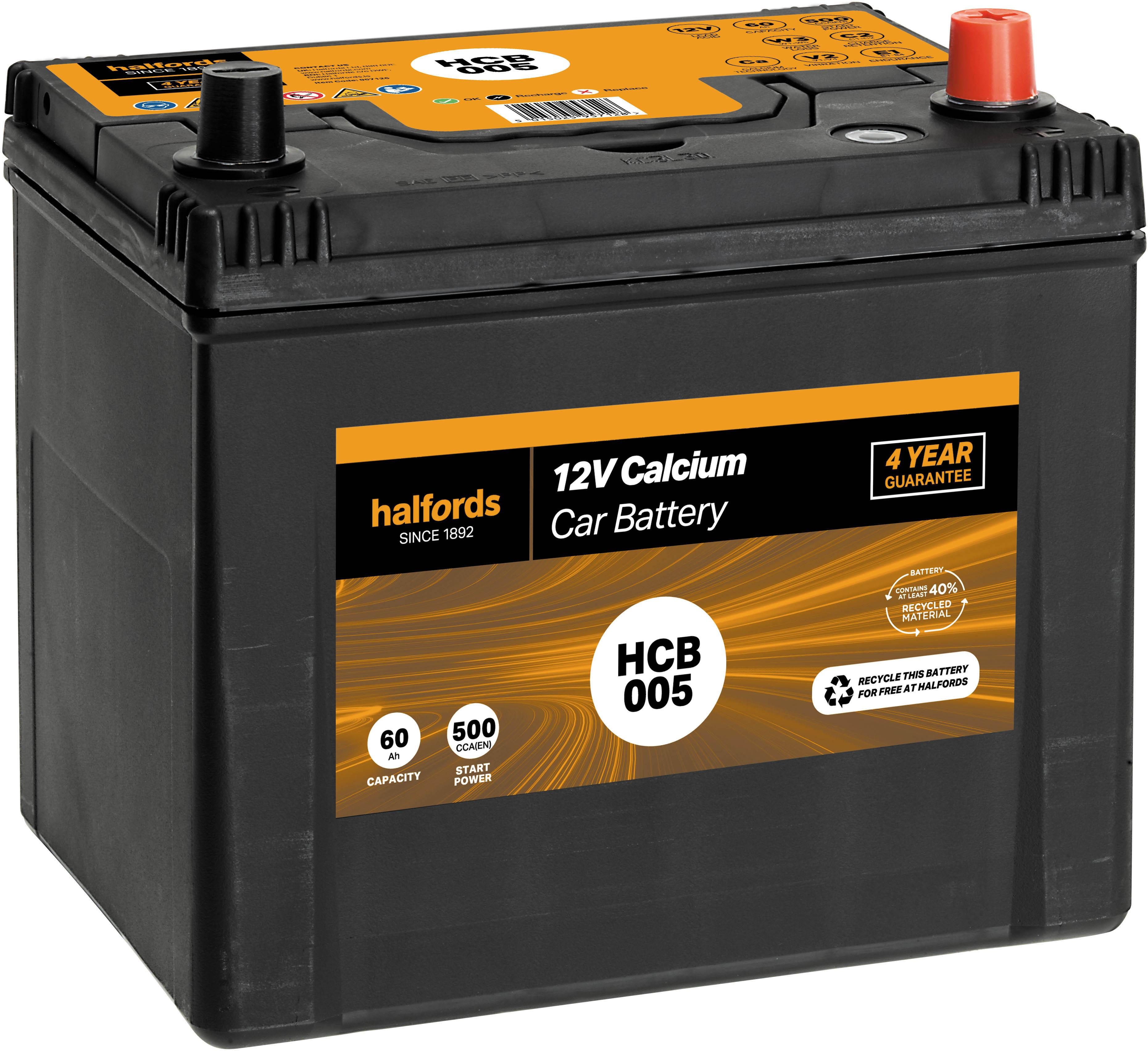 Halfords HB005 Lead Acid 12V Car Battery 3 Year Guarantee | Halfords UK