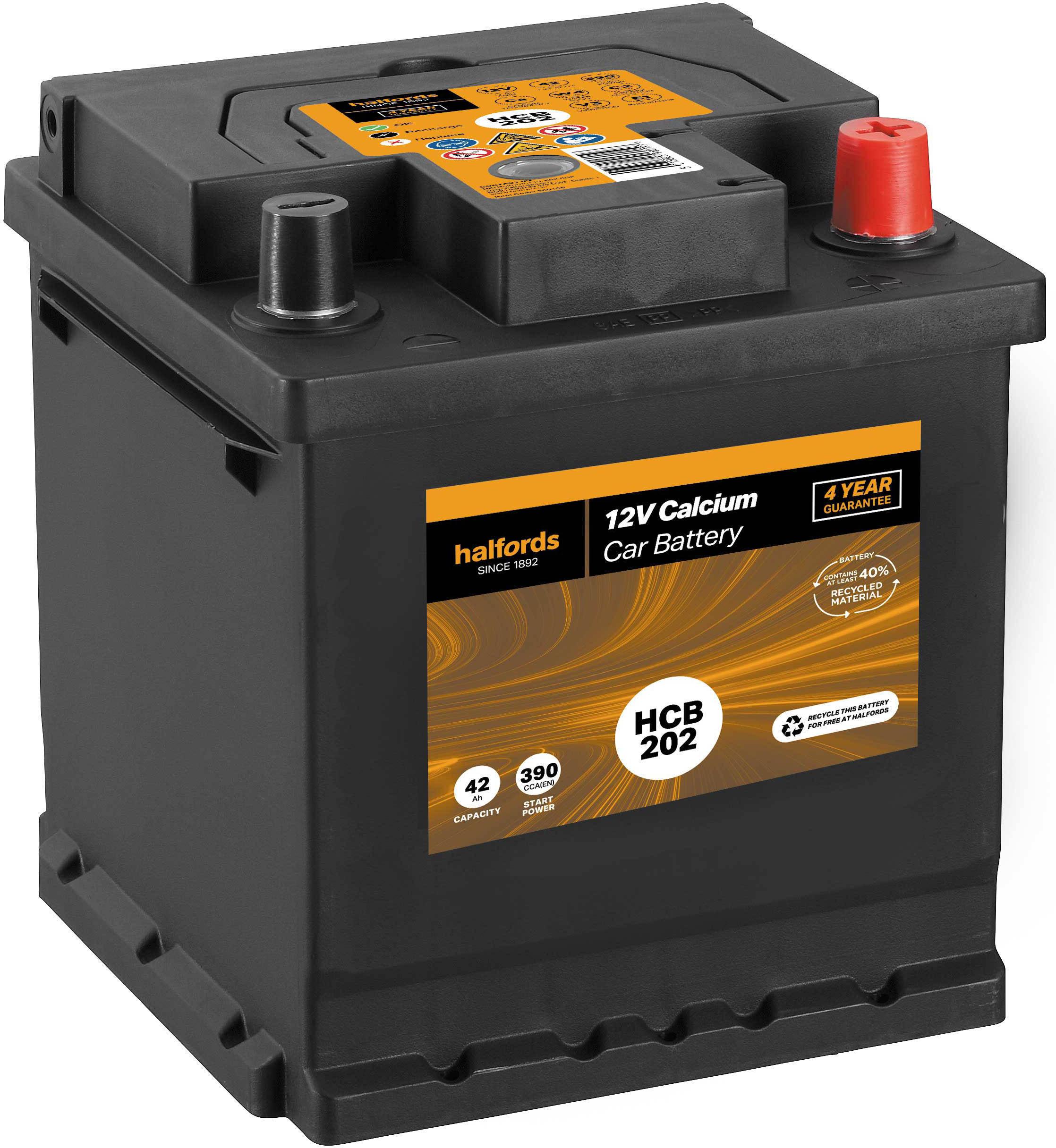 Halfords HCB202 12V Car Battery 4 Year Guarantee