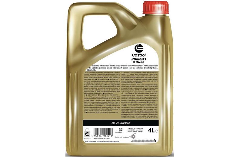 Castrol Power 1 4T 10W/40 Motorcycle Engine Oil - 4ltr Castrol Power 1 4T 10W/40 Motorcycle Engine Oil - 4ltr