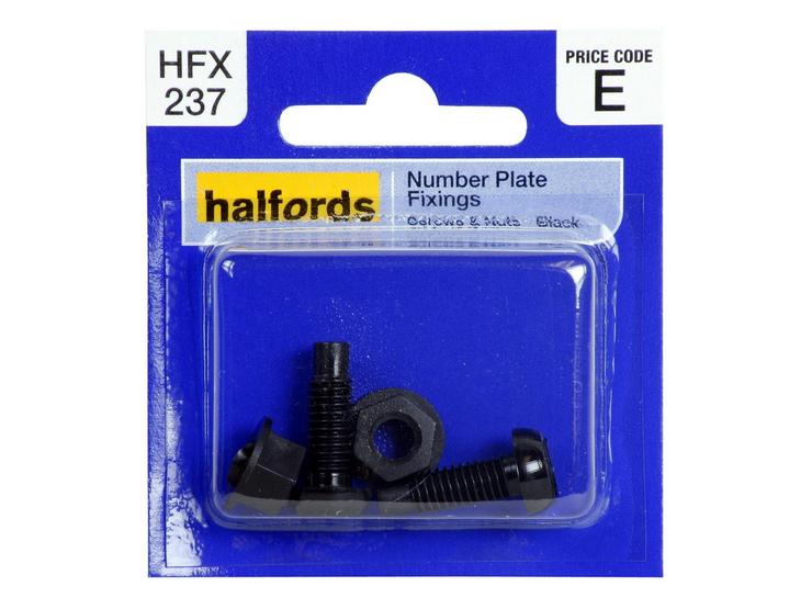 Halfords Number Plate Fixings Black HFX237