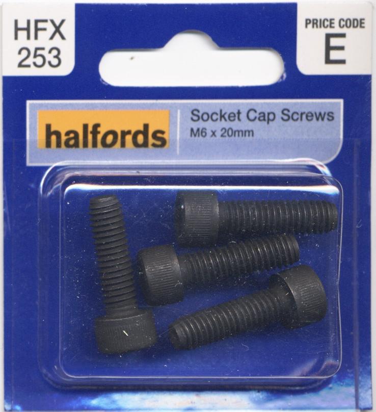Halfords Socket Cap Screws M6 X 20Mm Hfx253