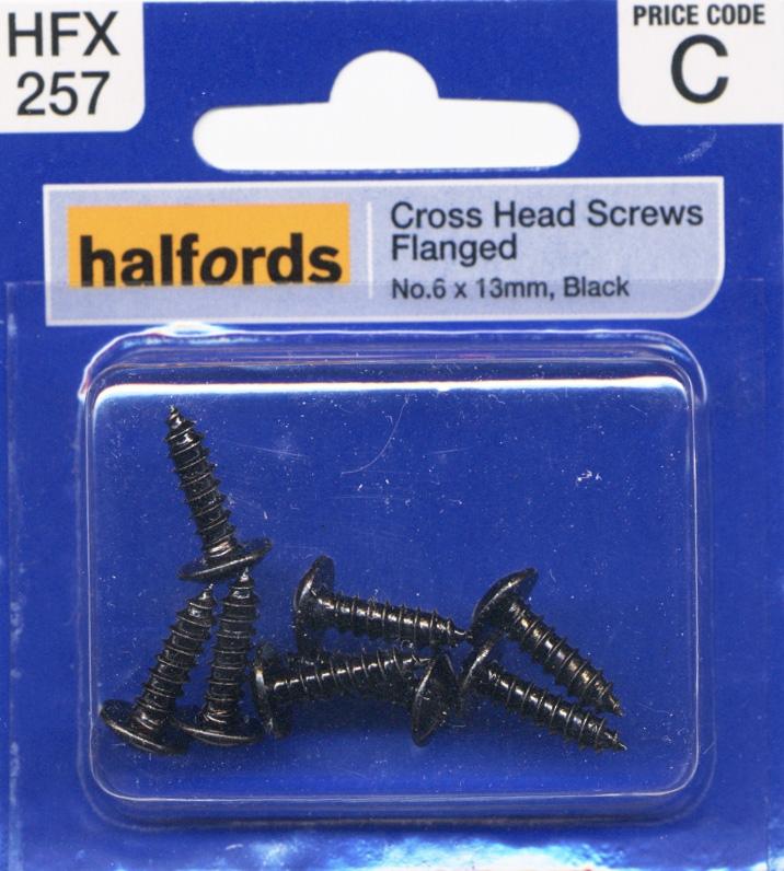 Halfords Cross Head Screws Flanged No6X13Mm Hfx257
