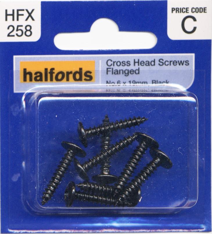 Halfords Cross Head Screws Flanged No6X19Mm Hfx258