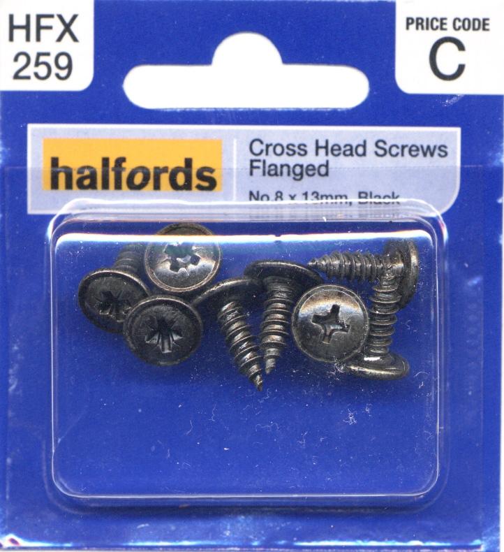 Halfords Cross Head Screws Flanged No8X13Mm Hfx259