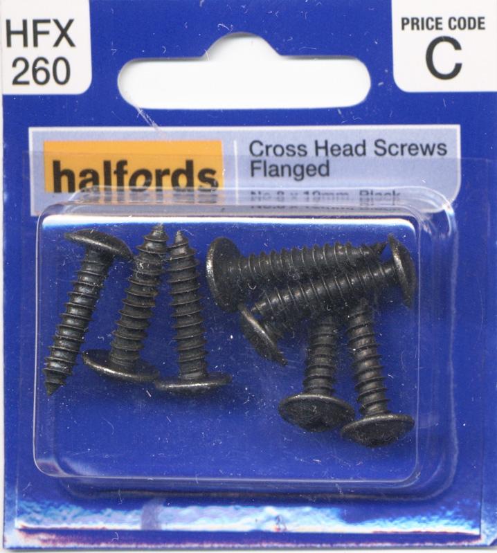 Halfords Cross Head Screws - Flanged No8 X 19Mm Hfx260