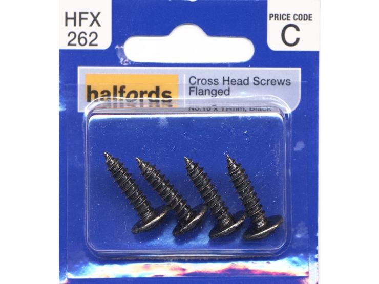 Halfords Cross Head Screws Flanged No10x19mm Black HFX262