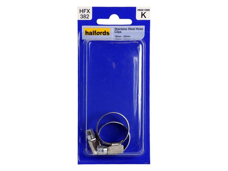 Halfords Stainless Steel Hose Clips 18-25mm HFX382