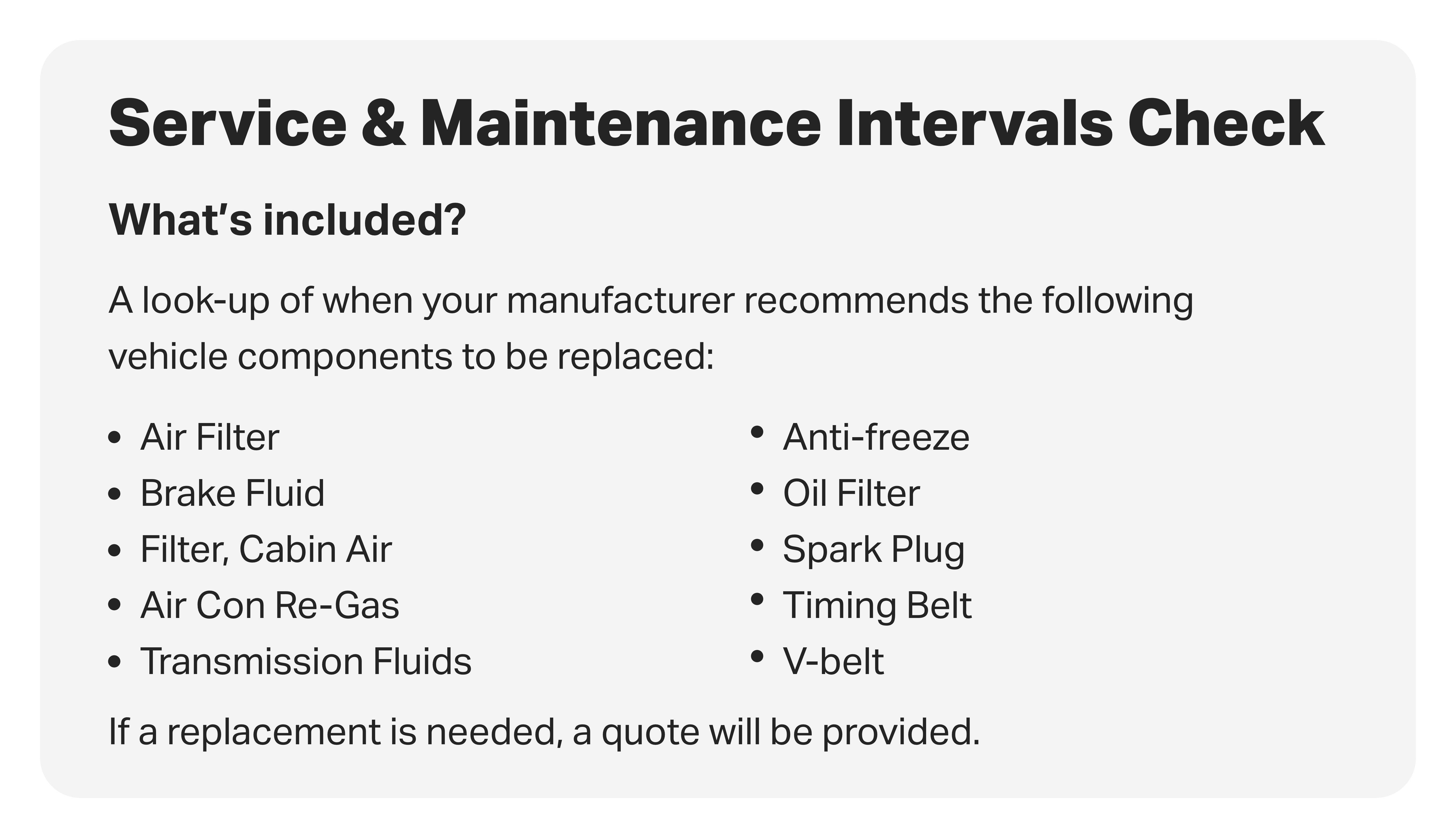 Service and Maintenance Intervals Check