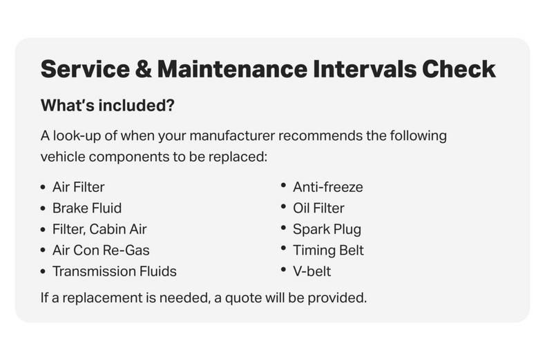 Service and Maintenance Intervals Check Service and Maintenance Intervals Check
