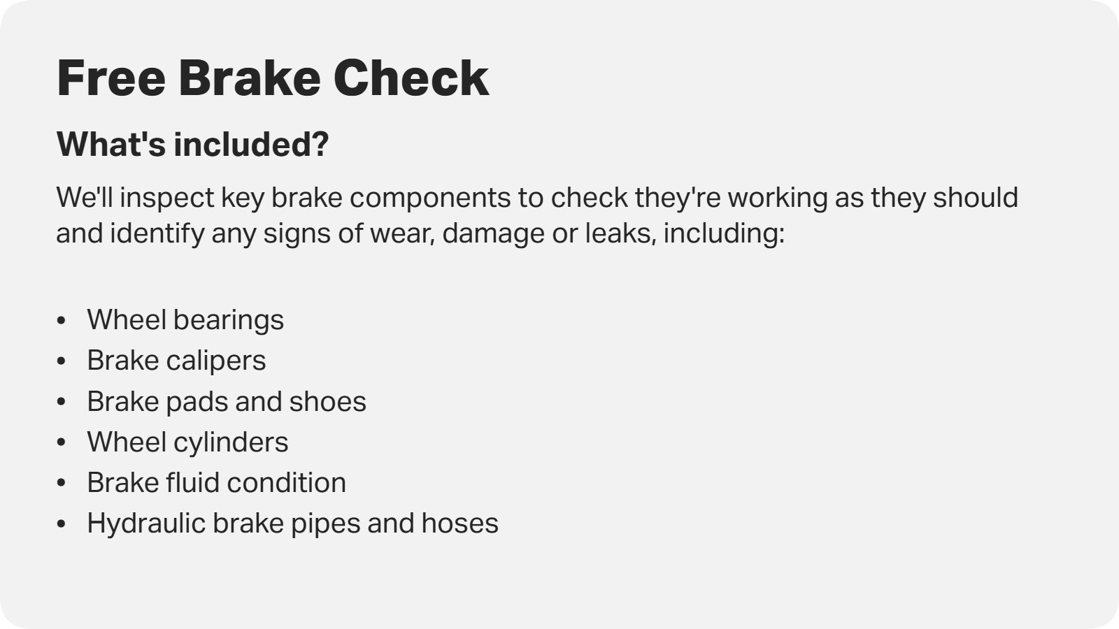 Free Brake Check