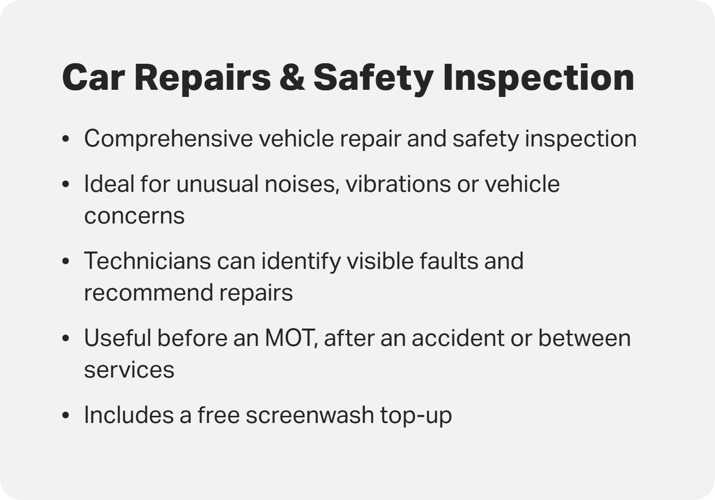 Car Repairs and Safety Inspection