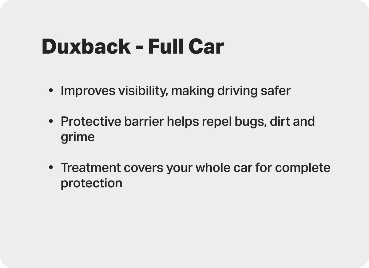Duxback Glass Treatment - Whole Car