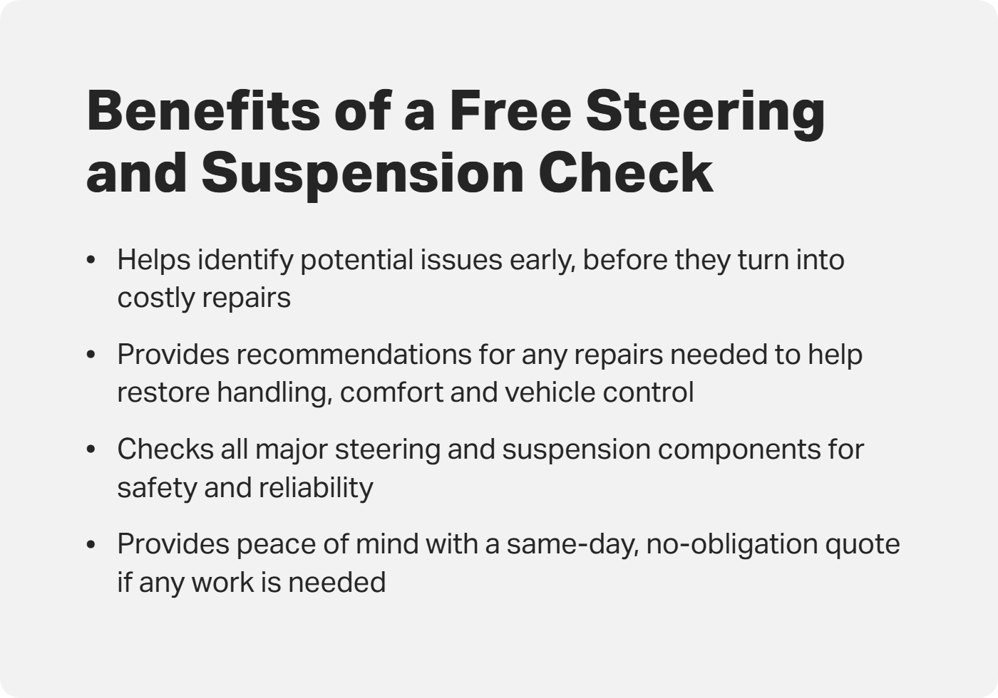 Free Steering and Suspension Check